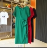 2023夏天时尚优雅气质，连衣裙黑绿红三色，连衣裙修身显瘦面料舒服