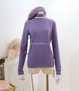 紫色小高领打底衫莫代尔，舒适好穿的秋季女装2023万能长袖弹性t桖