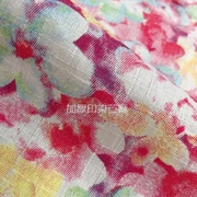 粉红色中国风红花芢麻面料可贴身夏季棉麻套装衬衫外套连衣裙