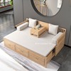 实木推拉罗汉床禅意仿古新中式白蜡木，伸缩沙发床小户型多功能储物