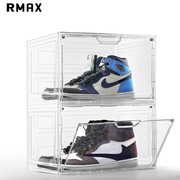 RMAX亚克力透明球鞋收纳盒AJ磁吸侧开塑料折叠鞋柜子展示收藏鞋盒