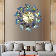 客厅钟表挂钟家用蝴蝶装饰钟欧式(钟欧式)创意时钟，卧室静音石英钟壁挂表