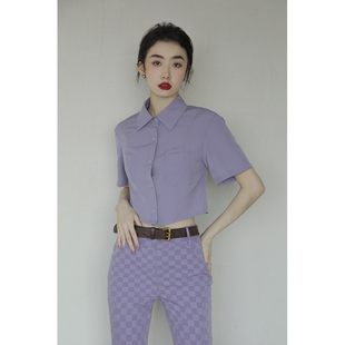 APOZi 2023春季紫色休闲时尚运动紫罗兰女孩套装女时髦两件套