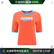 香港直邮Ganni甘尼女士红色T恤夏季短袖圆领套头宽松舒适通勤日常