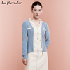 La Koradior拉珂蒂2024春淡蓝减龄优雅时尚薄款针织短外套