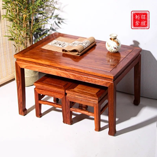 花梨木长桌餐桌实木新中式茶桌饭桌，客厅茶几榫卯书法，桌红木长条桌