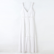 GS夏装 法式白色吊带长裙旅游穿搭蕾丝镂空连衣裙女