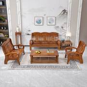 老式红木纯实木沙发，组合客厅全实木适合农村用的凉椅三人位春秋椅