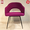 欧美设计师  沙里宁粗餐椅五金脚 紫色绒布休闲椅 客厅餐厅酒店