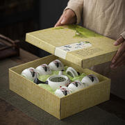 德化雪花釉清韵茶具套装功夫陶瓷礼盒七件套创意茶壶商务