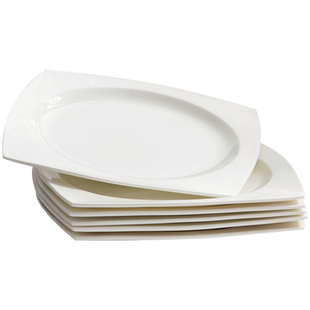 纯白创意盘子陶瓷菜盘家用牛排盘子西餐盘子，骨瓷碟子方形餐具套装