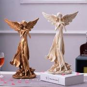 高档欧式雕塑天使女神人物摆件家居办公室客厅装饰品电视书柜艺术