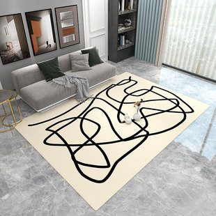 现代简约抽象客厅地毯沙发茶几卧室ins风床边毯轻奢线条家用地垫