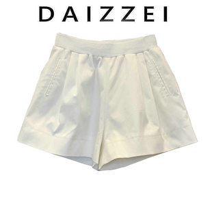 daizzei~夏装新简约(新简约)阔腿高腰气质时尚显瘦白色，休闲裤热裤女短裤