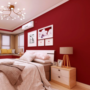 高级大红色墙纸无纺布纯色酒店铺卧室客厅喜庆结婚房墙壁纸新中式