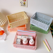 韩国ins可折叠塑料收纳盒，学生桌面整理手帐胶带，文具护肤品置物篮
