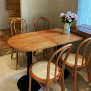 美式复古餐桌实木咖啡桌圆桌，日式网红奶茶甜品店方餐桌(方餐桌)椭圆形桌子