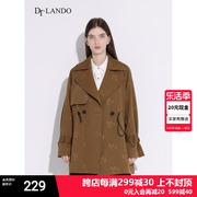 DTLANDO西装外套女装春秋修身卡其色撞色拼接设计感收腰上衣