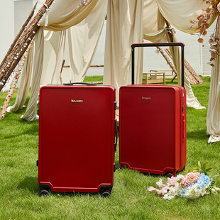布兰兔红色行李箱，拉杆箱结婚陪嫁箱宽拉杆旅行箱，20寸登机嫁妆