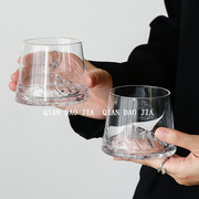 日式ins风富士山水晶玻璃杯观山杯家用雪山杯威士忌杯冰山洋酒杯