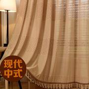 现代中式纱帘定制客厅书房，台餐厅半遮光厚窗纱古典窗帘成品