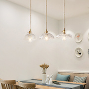 北欧三头餐厅灯现代简约日式黄铜玻璃吊灯创意饭厅餐桌吧台灯具