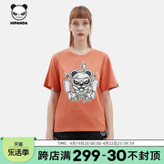 Hipanda你好熊猫设计潮牌熊猫女款熊猫城市游牧系列酷印花短袖T恤