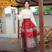 新中式国风敬酒服2023新娘，红色马面裙搭配上衣，套装裙结婚便装