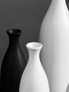 黑色陶瓷花瓶细口长颈 插花瓶子 客厅餐桌茶几干花摆件白色小口径