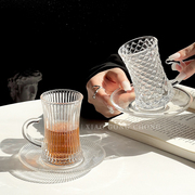 土耳其咖啡杯碟套装欧式花茶杯，红茶杯专用配碟网红玻璃杯下午茶杯