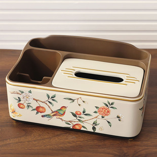 新中式树脂纸巾盒欧式复古美式大号多功能纸巾盒，客厅遥控器收纳盒