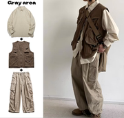 秋季套装日系复古纯色长袖衬衫，男cityboy宽松休闲工装，衬衣外套潮