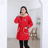 .冬加绒加厚女罩衣中长款毛领外套厨房围裙保暖居家棉服工作.