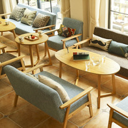 咖啡厅休闲小户型餐厅现代简约北欧实木单人沙发奶茶店桌椅组合