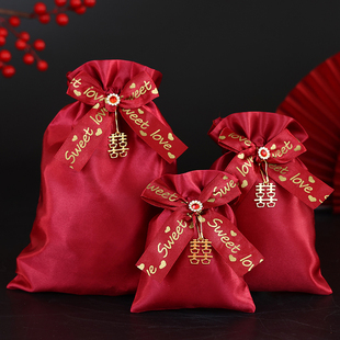 网红婚礼喜糖袋子结婚手提糖果袋伴手礼，袋喜糖盒子包装袋布袋