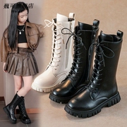 女童靴子秋季2023韩版英伦，风儿童马丁靴，小女孩高筒靴公主长靴