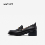 Nine West/玖熙乐福鞋女春低跟皮鞋真皮单鞋英伦学院风格雷系