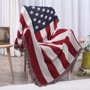 美式乡村复古沙发巾四季通用沙发套罩星条旗棉线毯全盖双人沙发毯