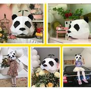 可爱熊猫头套创意动物立体折纸面具成人手工DIY派对婚礼cos道具