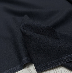 日本进口纯黑色纯羊毛抗皱垂坠女士精纺羊毛面料设计师西装布料