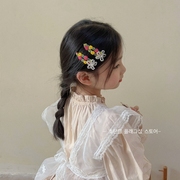 春夏高级感珍珠花朵儿童发夹甜美公主小女孩侧边刘海发卡bb夹头饰