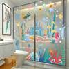 卫生间防水贴纸玻璃门贴个性创意浴室可移除海洋城堡装饰贴画自粘