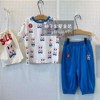 90-140码韩版童装男女童宝宝，满印卡通领结，兔短袖t恤蓝九分裤套装