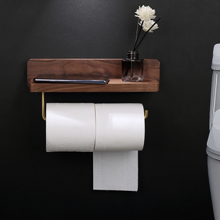 卫生间卷纸巾架防水马桶厕纸架创意实木复古北欧免打孔手机置物架