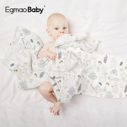 Egmaobaby婴儿盖毯夏季双层薄款竹纤维宝宝纱布被子新生襁褓包巾