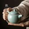 观岚天青汝窑茶壶单壶泡茶壶功夫茶具单个泡茶器陶瓷家用开片可养