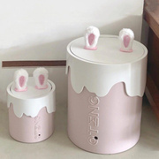 粉色冰淇淋兔耳朵蝴蝶结垃圾桶ins风颜值家用大容量女卧室桌面