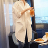 chic春秋男友bf风大码长袖，白衬衫棉上衣宽松中长款韩版衬衣女