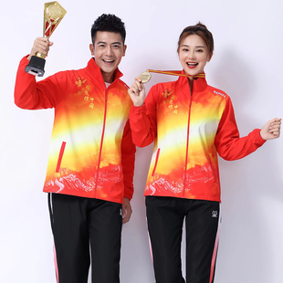 长袖羽毛球套装中国队男女，武术运动会外套排球出场服乒乓球领奖服