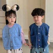 儿童牛仔马甲女童背心外穿2024春秋季韩版男童装马夹宝宝外套